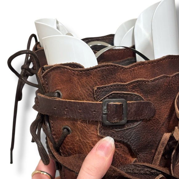 Allsaints Pipaluk Brown Leather Fringe Western Native American Boots Size 38 - Picture 10 of 12